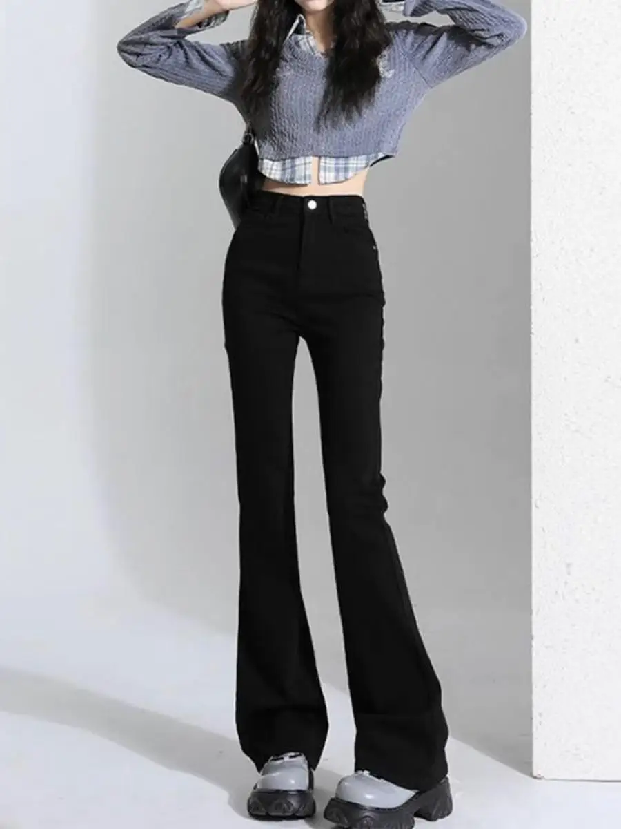 

Джинсы-колокольчики с высокой талией Faion, женские эластичные длинные брюки, весенний сезон, джинсовые узкие брюки с высокой талией, расклешенные брюки...