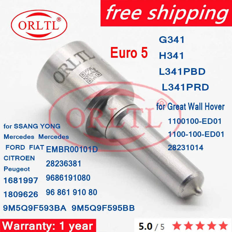 Euro 5 Diesel Nozzle G341 H341 for 28236381 EMBR00101D 28236381 9686191080 for SSANG YONG Mercedes FORD FIAT CITROEN Peugeot