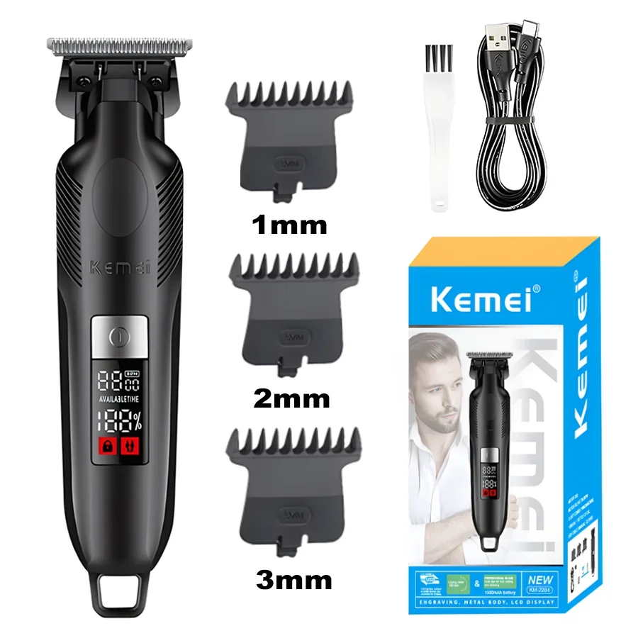 KEMEI Km-2284 Battery Powered Hair Trimmers Powder Metallurgy Cutter Head Cordless Electric Hair Clipper KM-2299 Upgraded