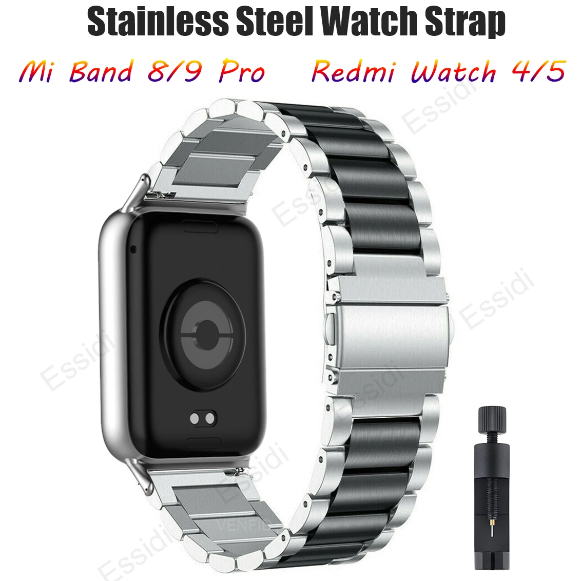 

Ремешок для часов из нержавеющей стали для Xiaomi Mi Band 9 Pro/Mi Band 8 Pro, женский и мужской металлический ремешок на запястье, петля для Redmi Watch 4/5