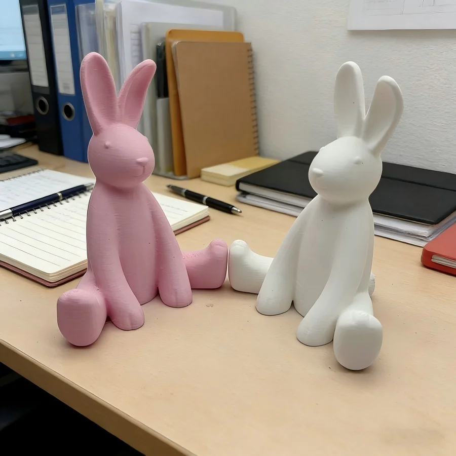 10 cm Osterdekoration, Kunststoff-Handwerk Weiß-Rosa Hase Kreative Statue Bücherregal-Schrank-Dekoration Valentinstagsgeschenk