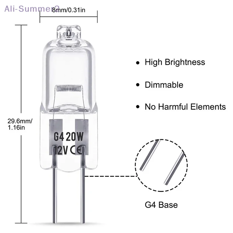 {Summer2}Multi-Pack mit 10 G4 5W-50W Halogen-Warmergie-Glühbirnen mit JC Bi-Pin-LED für Innenbeleuchtung und Kristallkugellampe