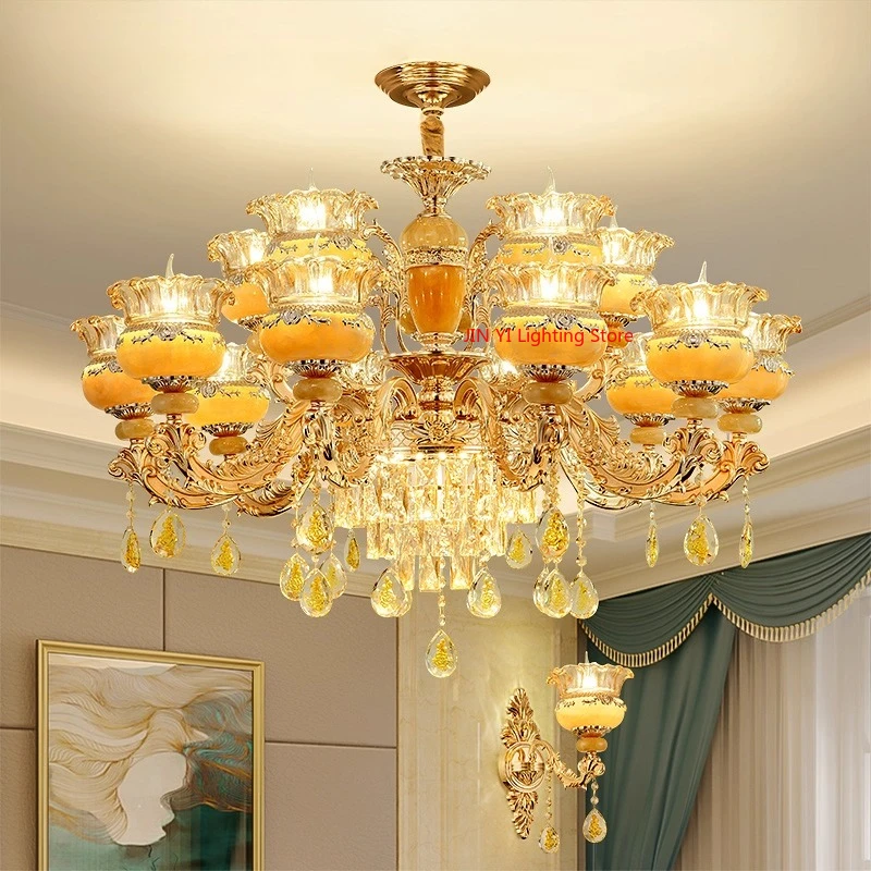 New Crystal Ceiling Chandeliers Household  Hanging Lamps Villas High-end Whole House Fixtures Decor Including Light Bulbs