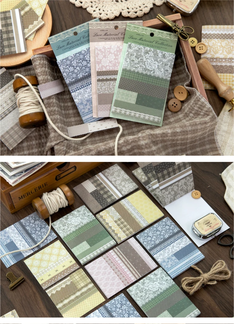 Journal GO 20 Stück Süße Spitzen-Traum-Notizblöcke Scrapbooking Journaling Basis Collage-Materialien Schul- und Bürobedarf Notizblock – Detail 19