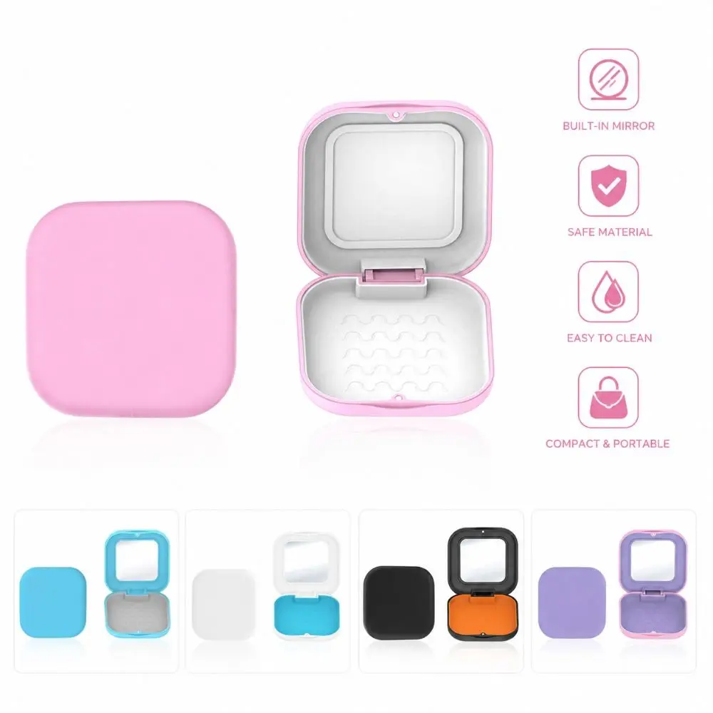 Portable Square Invisible Retainer Box Magnetic Mini Braces Box Portable with Mirror Aligner Case Oral Hygiene
