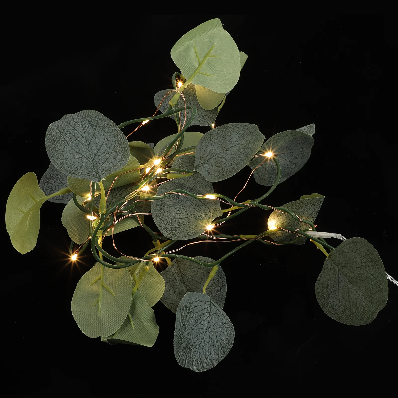 Eucalyptus Leaf Lamp Lights for Bedroom Decorative Garland with Clear LED Drain Wreath