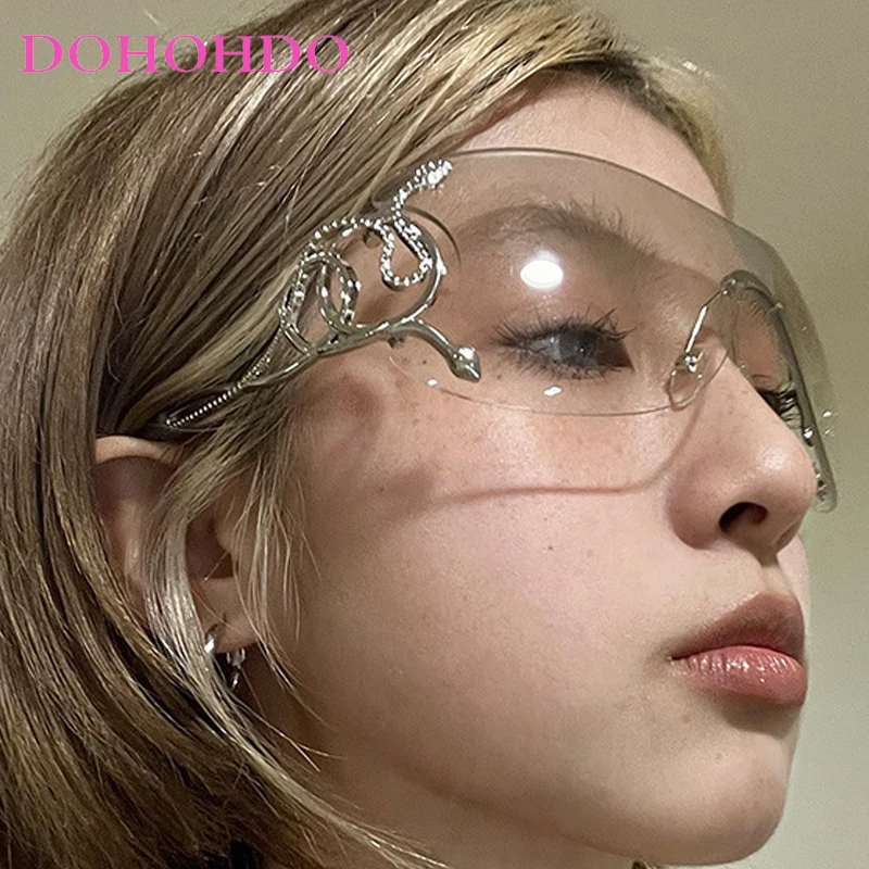 

Luxury Designer Y2K Sunglasses For Women Men Vintage Luxury One-Piece Rimless Punk Shades Female Travel Windproof Goggles UV400
