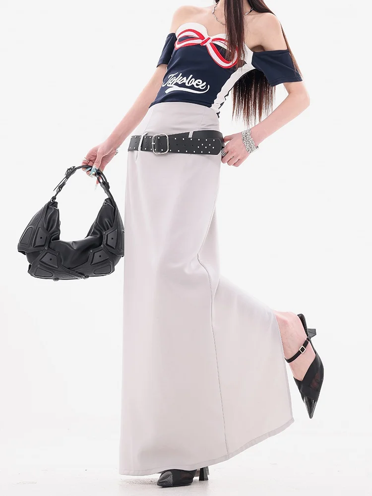 

ABWEAR Original ey Draped f-length Skirt for Women Autumn New Loose Long Skirt with Belt Modern Night Series