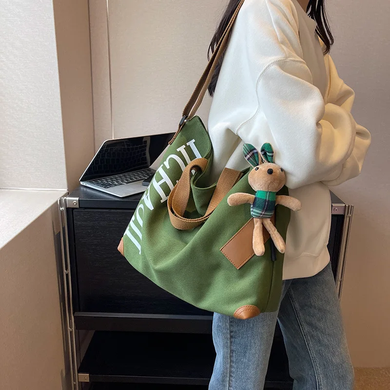 

Large Capacity Casual Versatile Canvas Bag, Women's Shoulder Crossbody Bag, Class Commuting Shopping Storage Bag