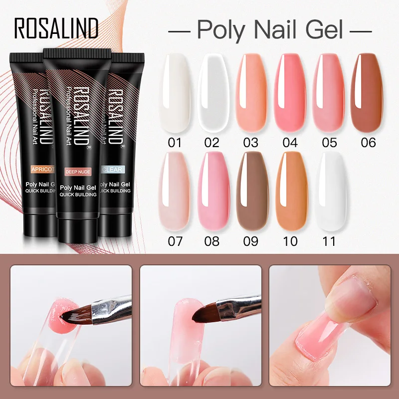 ROSALIND 15ml Cat Eye Poly Nail Gel Trendy Colors Quick Extension Nail Gel Long Lasting Safe Acrylic Crystal Gel DIY Fancy