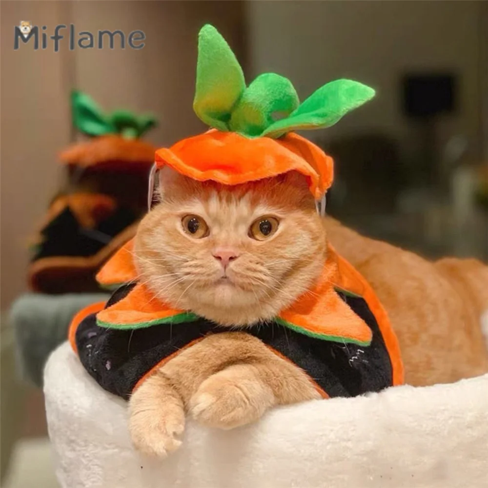 Miflame Halloween Pet Cloak Clothes Double sided Embroidery Dress up Cloak Cat Dog Transformation Accessories