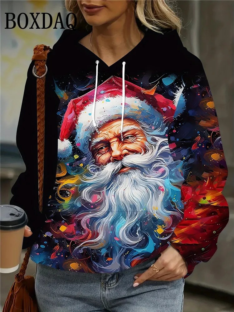 Christmas Snowman 3D Print Hoodies Women Fashion Casual Autumn Winter Sweatshirts Long Sleeve Hooded Pullover Tracksuit Clothing