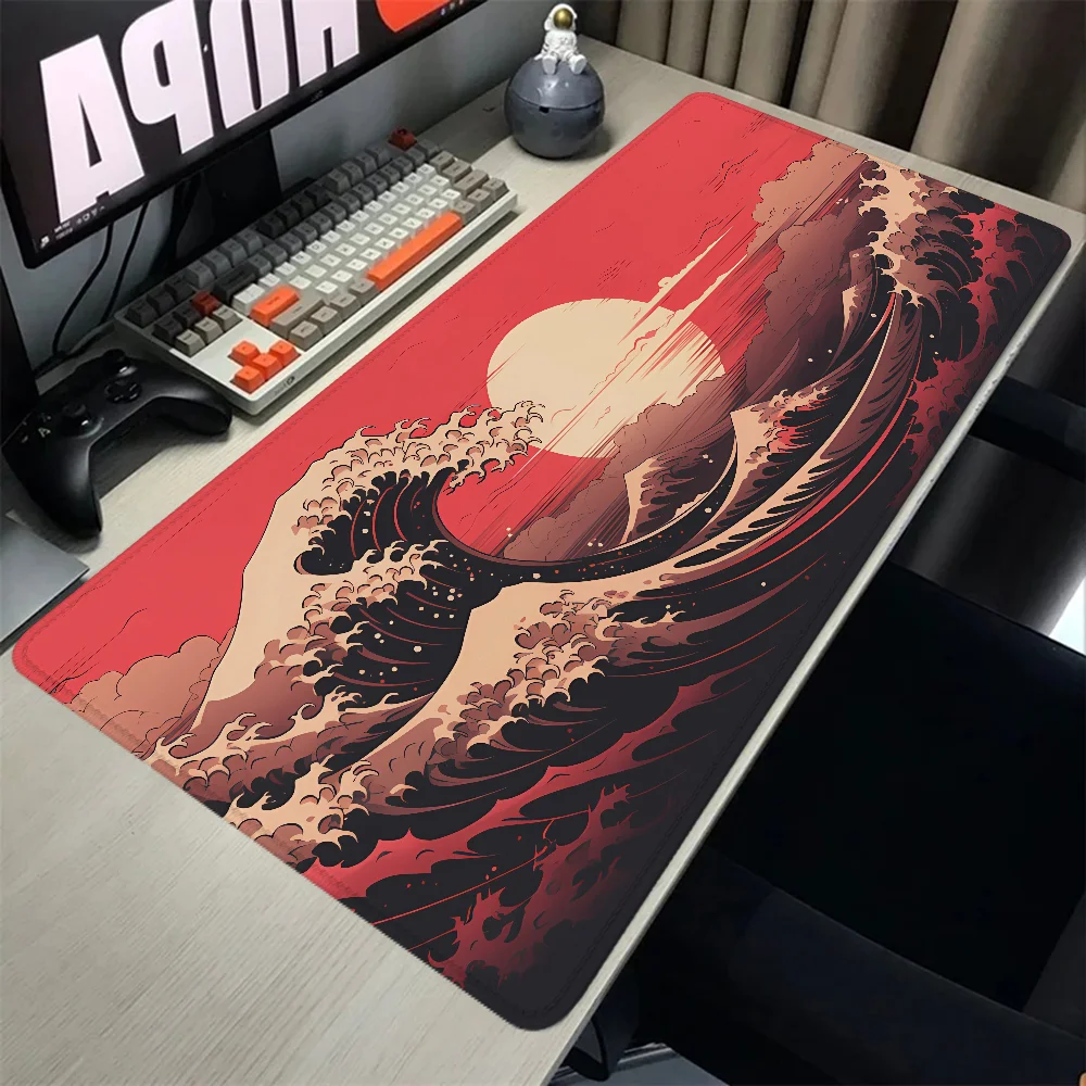 RED TIDAL WAVE GAMING MOUS PAD Computer Mouse Mats Pad on the Table Rubber Mat Gamer Keyboard Deskmat Mausepad Cute Desk Mat