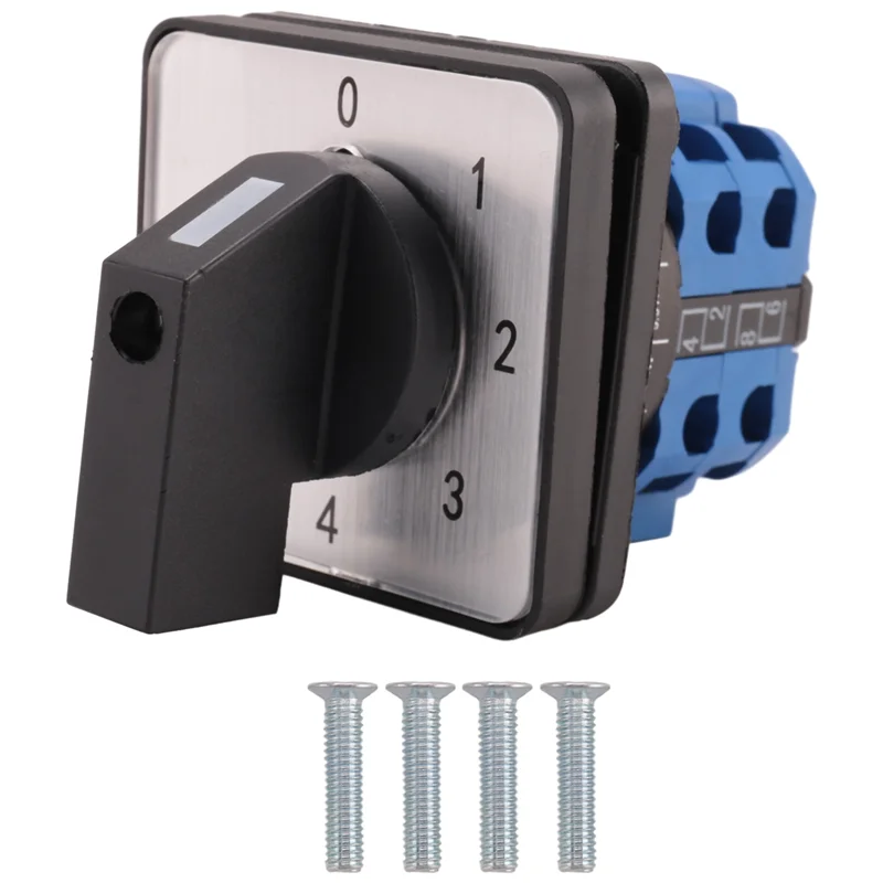 8 Terminals 5 Positions Master Control Rotary Cam Switch 20A Black+Blue-Y41A