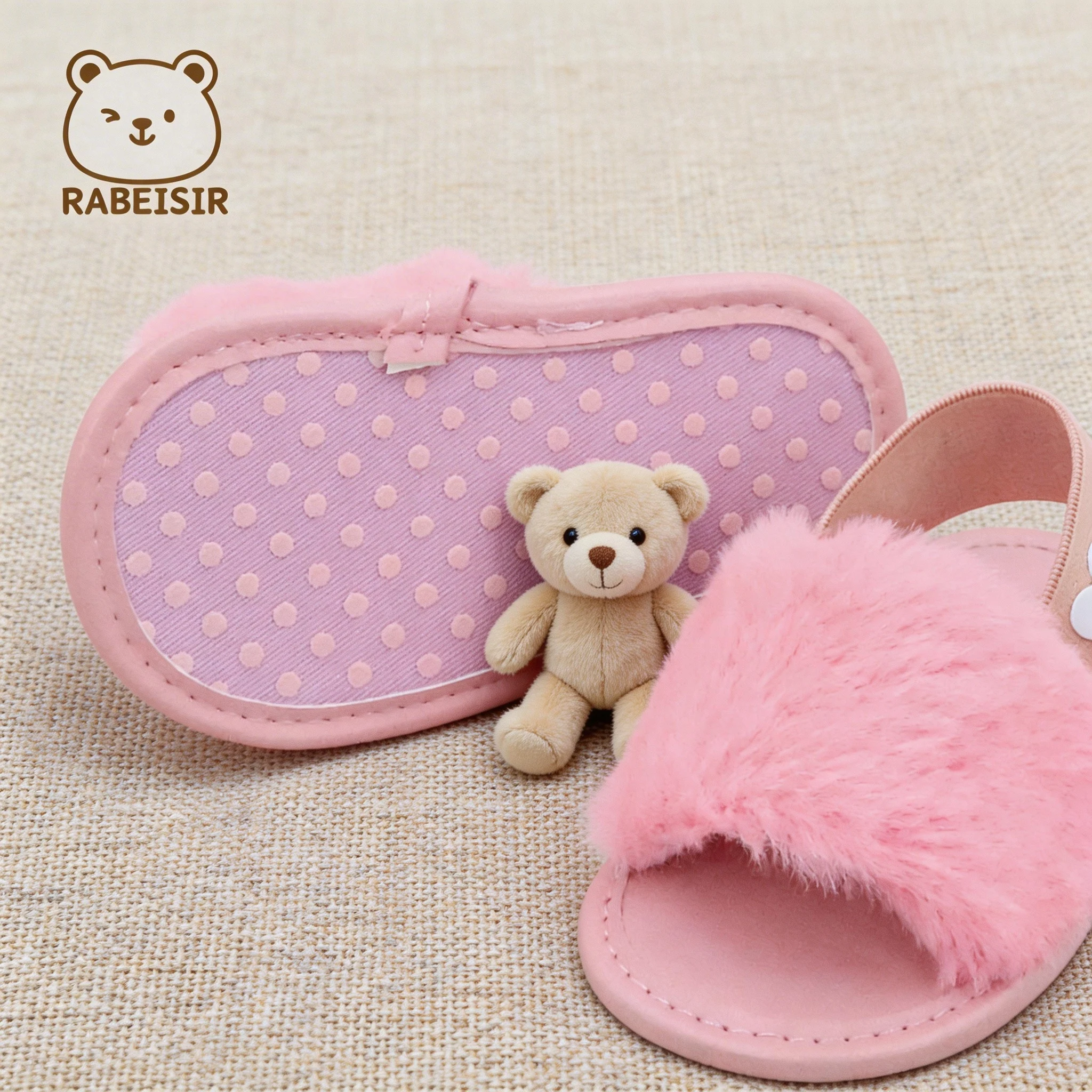 Baby Slippers, Walking Shoes, 0-6-12-18 Months Breathable, Non-Slip, Elastic Band, Girls' Sandals
