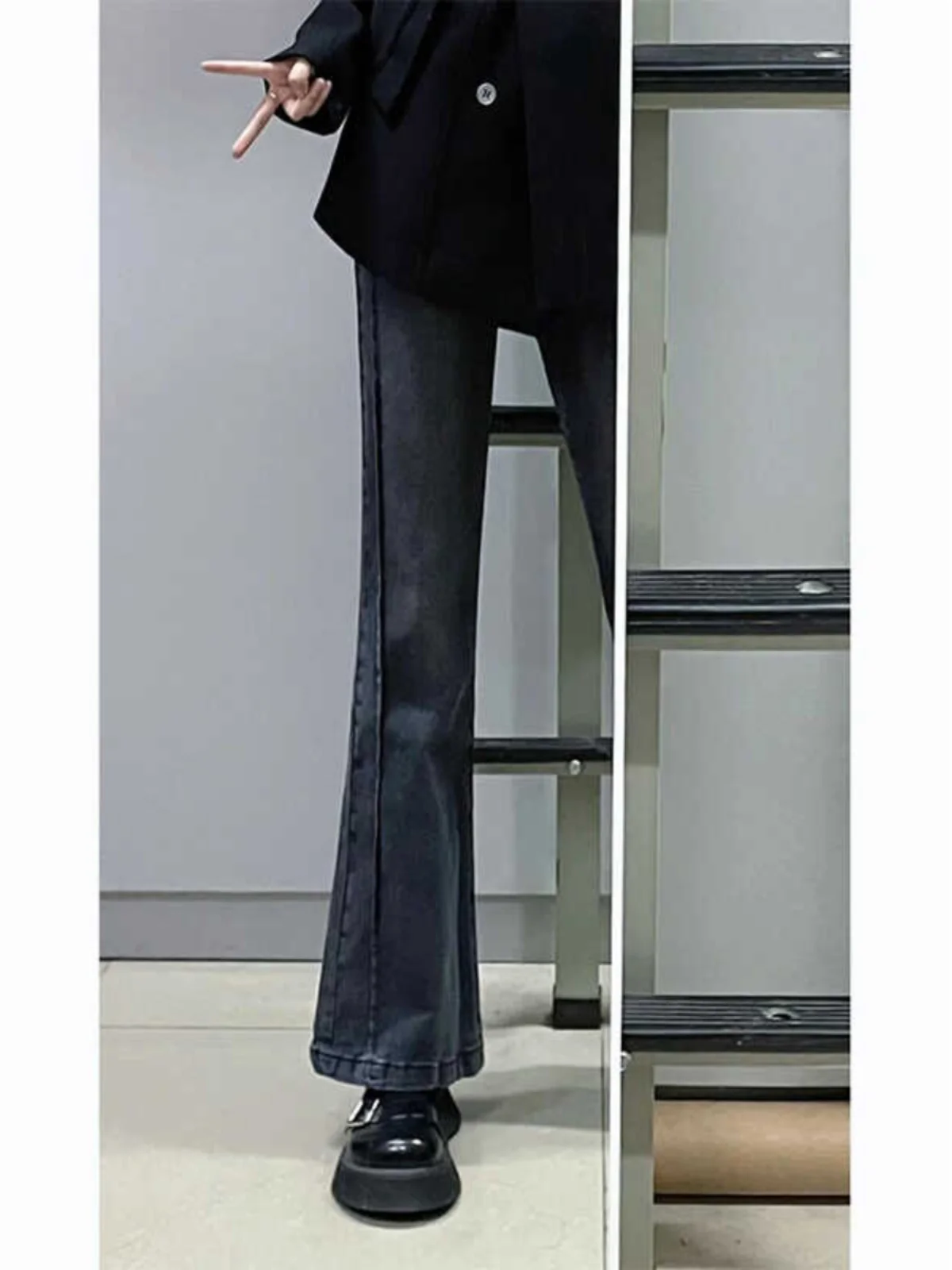 High Waist Bell Bot Jeans Women's Stretchy Cotton Denim Long Pants Autumn New Sle plus Size Hiding Hip Slimming Effect