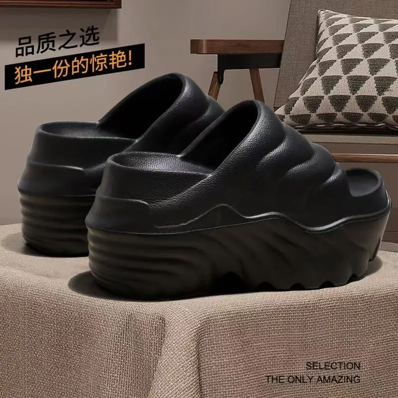 Pantoufles à talons Super hauts de 10 cm pour femmes, chaussures à semelle épaisse et à bout ouvert, plateforme d'été, pantoufles d'ascenseur unies, diapositives de Style gothique