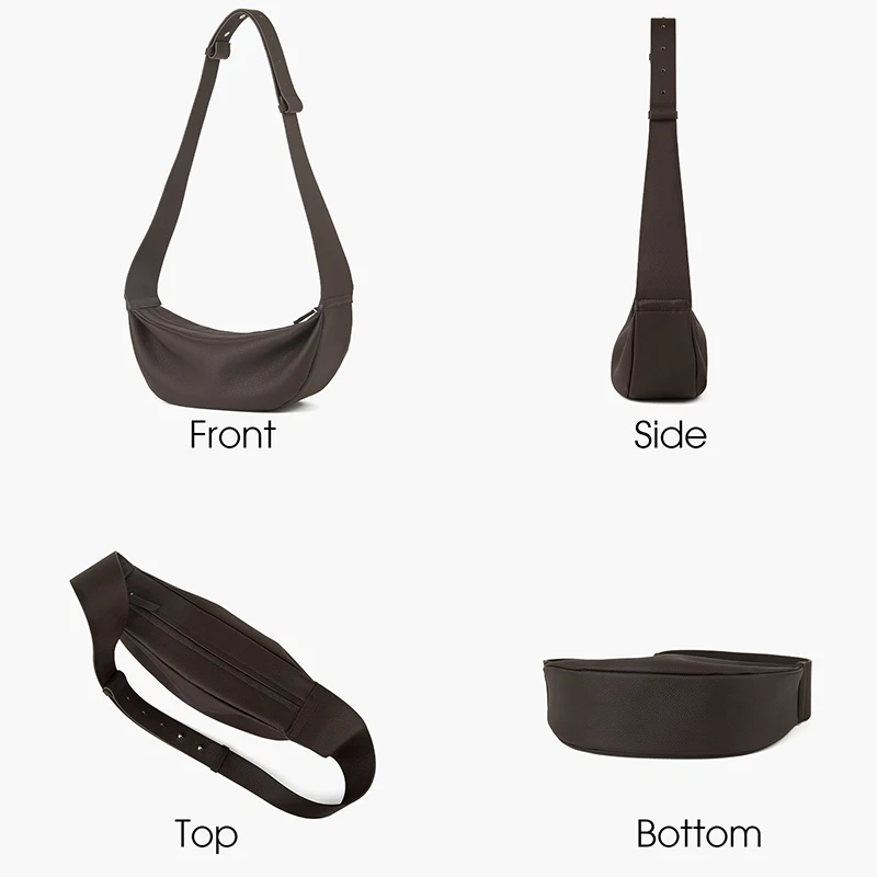 Donna-in First Layer Cow Leather Hobo Sling Bag Genuine Calfskin Shoulder Chest Bag For Women Full Grained Casual Crossbody