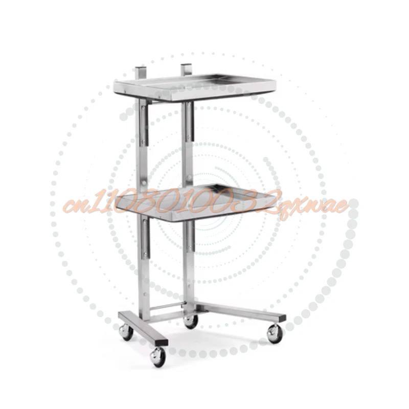 

Тележка для инструментов из нержавеющей стали, складная, для салонов красоты/парикмахерских, рабочая тележка-столик для хранения, двухъярусная тележка для инструментов для супермаркетов