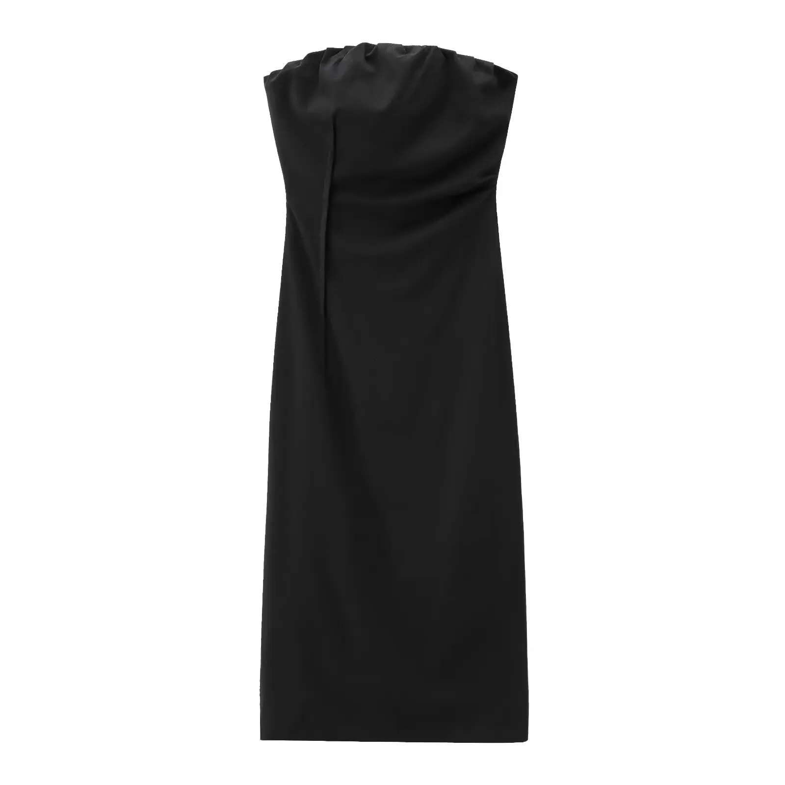 Tangada 2024 Women Black Strapless Dress Backless Ladies Sexy Midi Dress PH039