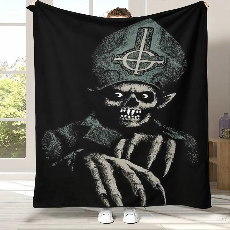 Manta de Franela Rock Metal Dark Ghost Band Papa Emeritus, Manta Ultra Suave para el Hogar, Dormitorio, Cama, Sofá, Oficina, Picnic