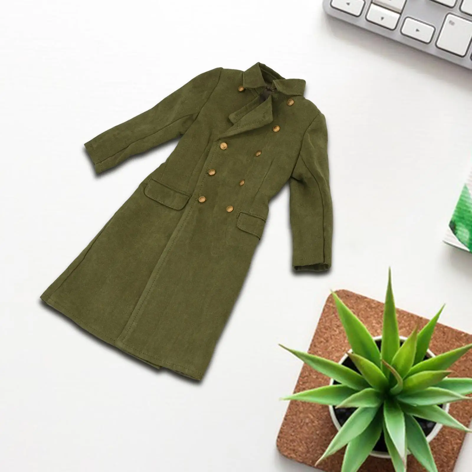 

1:6 Scale Miniature Trench Coat Dress up Retro Casual Stylish Double Breasted