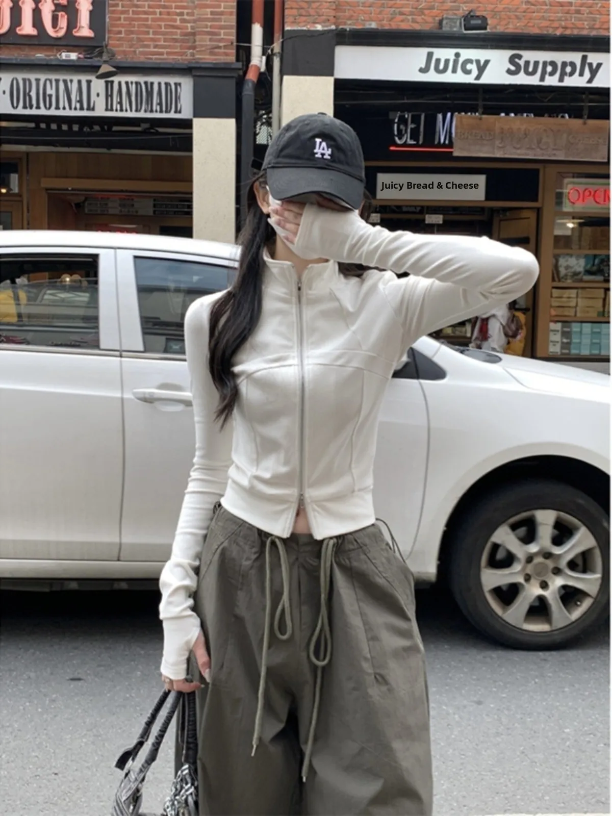 Slim Fit High Collar Long Sleeve T-Shirt Casual Outerwear Sport Design Sensation Waist in Control Fishbone Top for Autumn