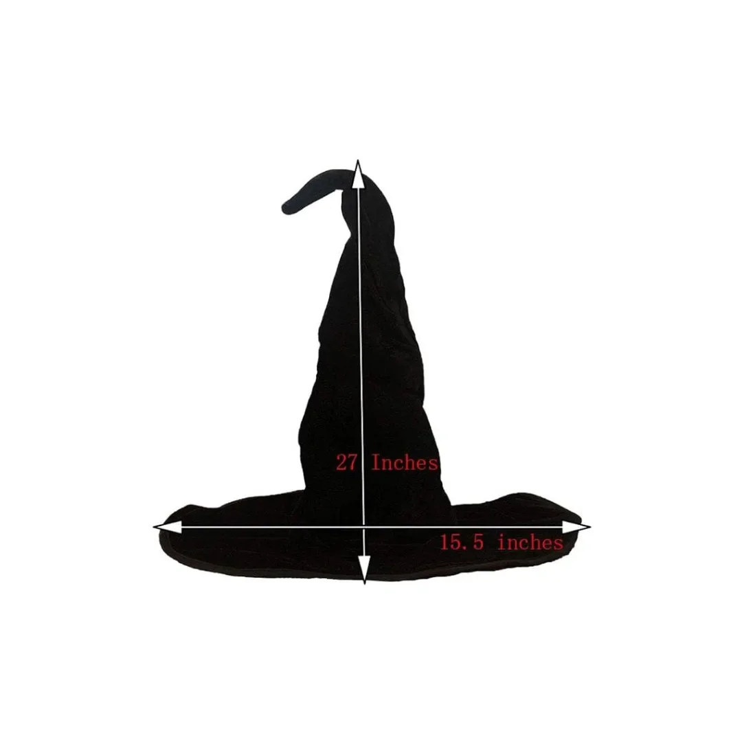 Halloween Witch Hat Velvet Witch Hat Women'S Soft Retro Black Twisted Pleated Witch Hat Halloween Role-Playing Party Props