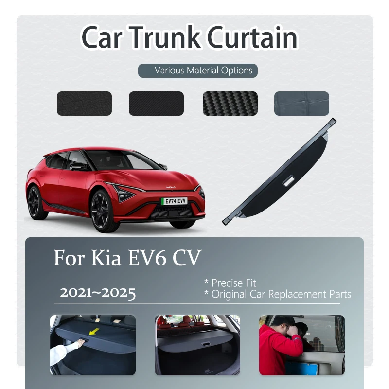 Car Trunk Curtain Cover For Kia EV6 CV 2021 2022 2023 2024 2025 Retractable Trunk Luggage Rack Partition Shelter Car Accessories