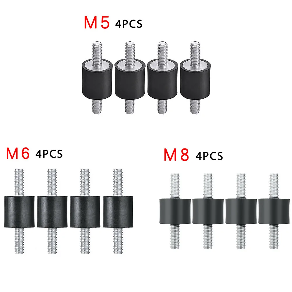 4X Rubber Buffer Set Noise Vibration Reduction Silent Block Rubber Metal- Buffer M5 M6 M8 For Air Compressors