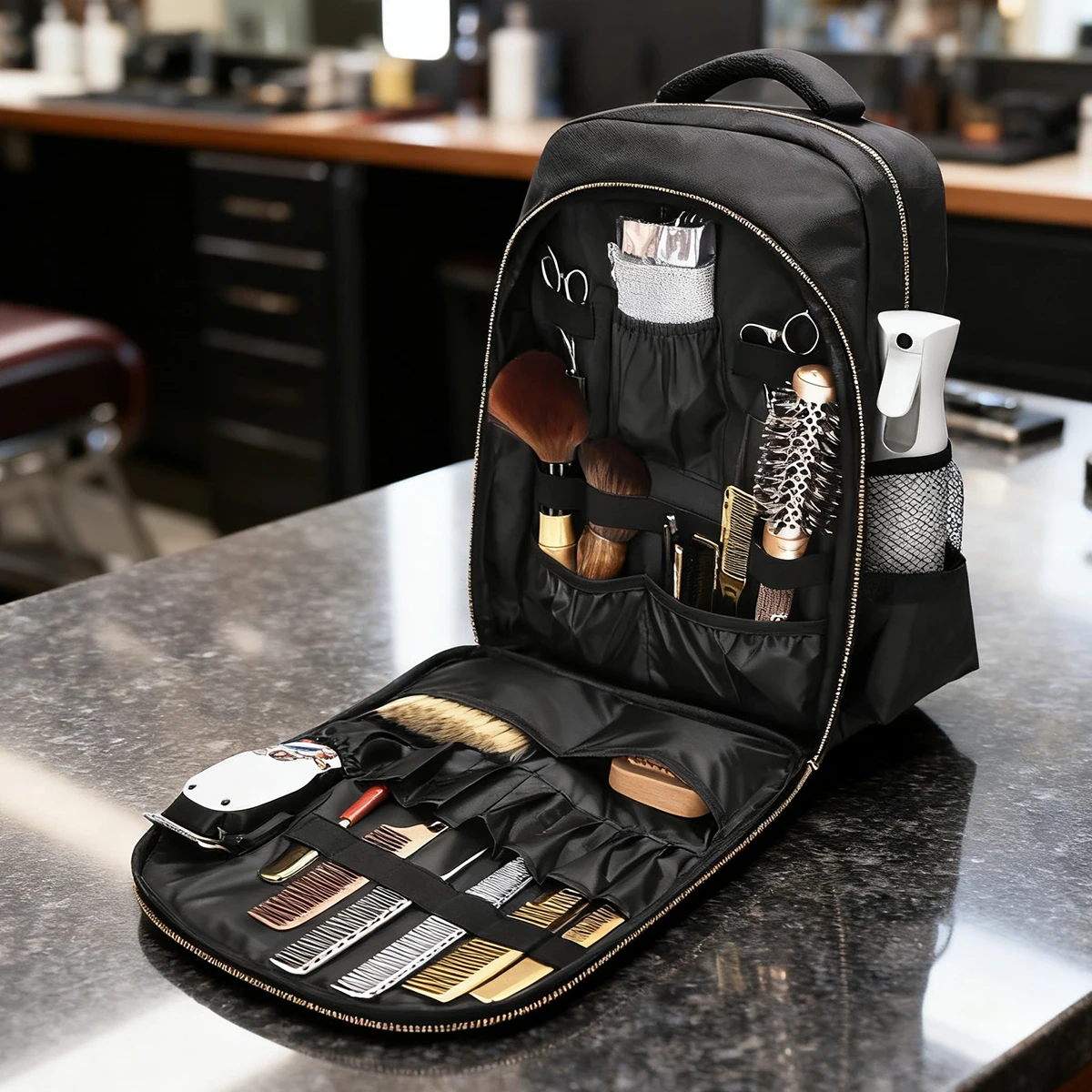 Large Capacity Portable Barber Backpack Travel Bag Hairstylist Clippers Organizer Salon Storage Shoulder Bag