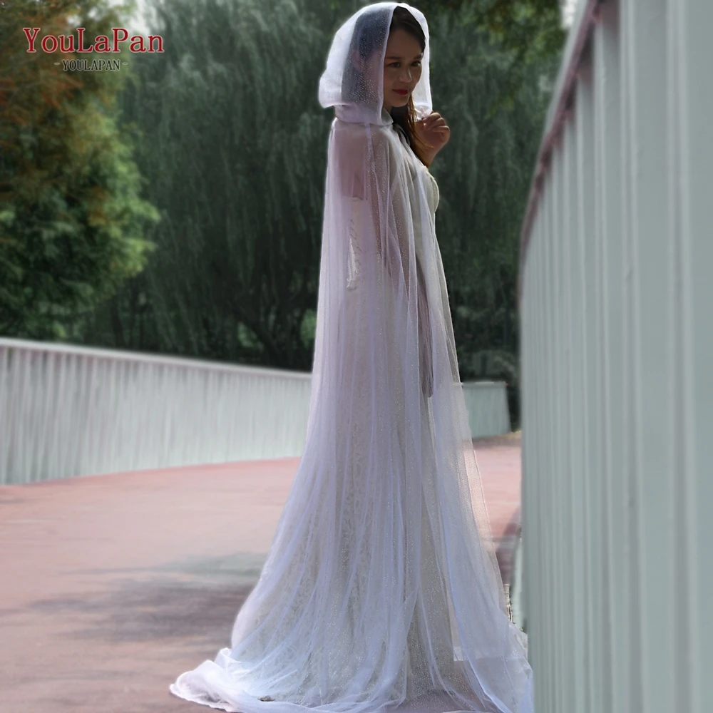 YouLaPan Sparking Wedding Cloak Bridal Cape Veil Contemporary Matt Stretch Crepe Detachable Plisse DIY Tulle Statement g88