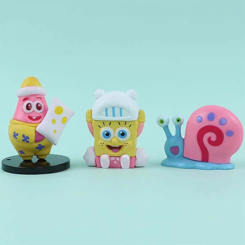 6pcs/set 5.6CM Spongebob Action Figures Cartoon Movie Mini Dolls Children Birthday Gifts Set