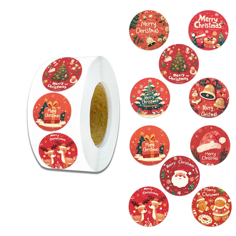 500PCS Christmas Element Roll Stickers Exquisite Festival Theme Handbooks Material Phone Cases Laptop Suitcases Water Cups