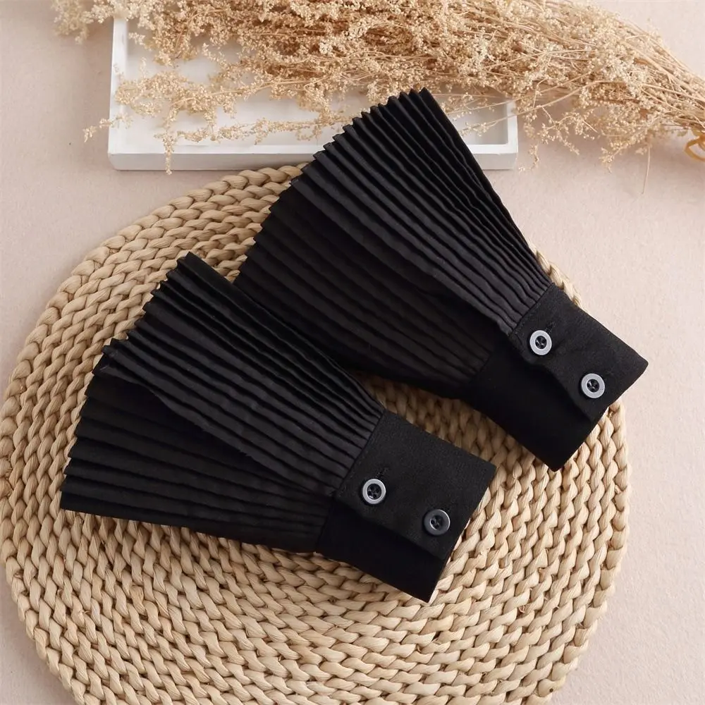 

Ruffles Pleated Fake Sleeves Detachable Cuffs Chiffon Fake Cuffs Wristband Sweater Horn Cuffs Hand Wrist Cuffs