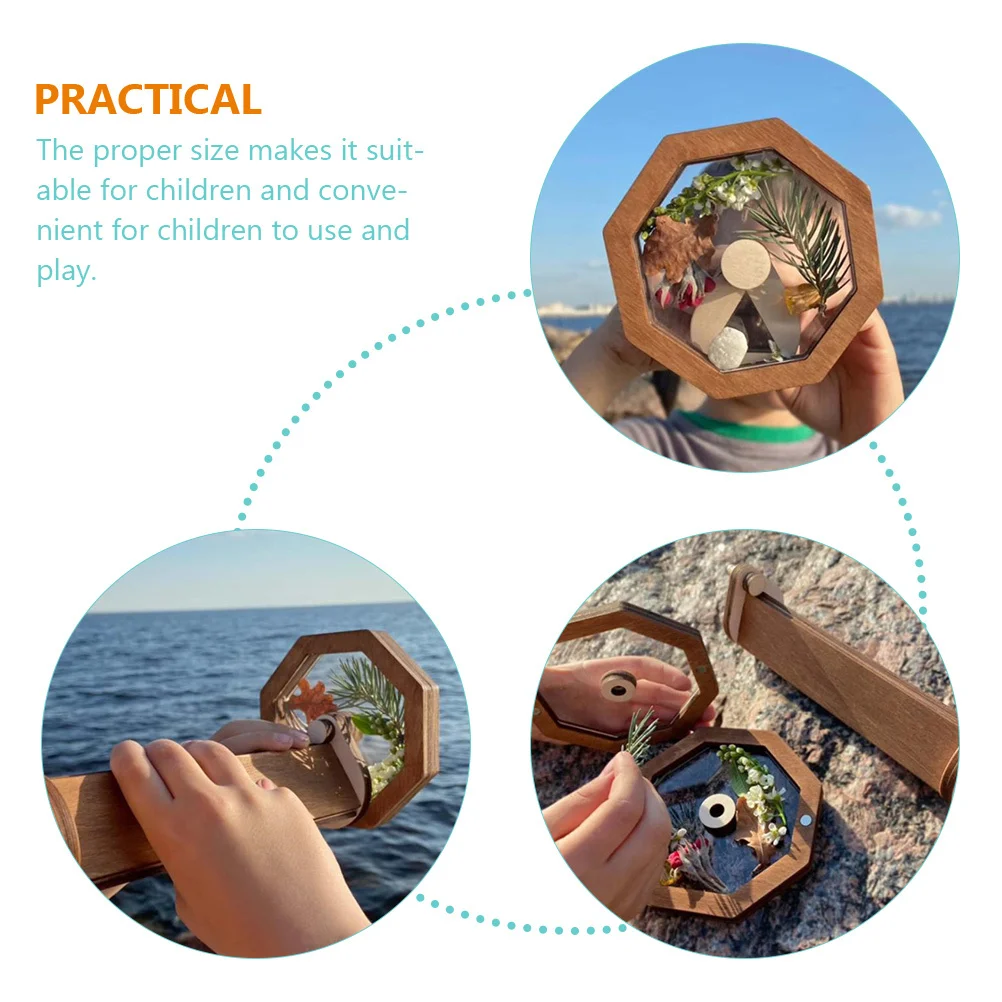Portable Wooden Rotating Kaleidoscope Design Creative DIY Educational Kaleidoscope Kids Science Developmental Outdoor Activity