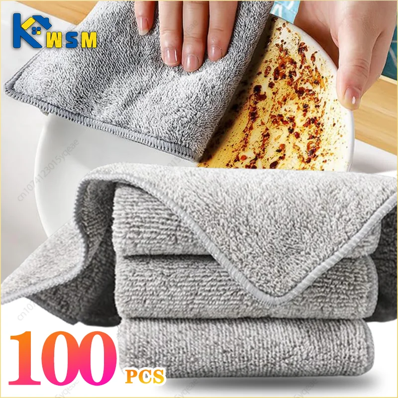 New Japanese Bamboo Charcoal Fiber Wipes Household Cleaning Soft Dish Towel Kitchen Supplies Thickened Absorbent Towel