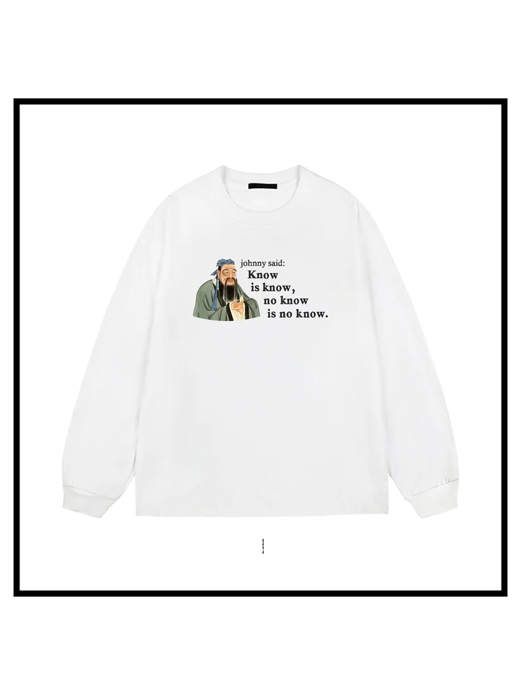 Loose Fit Pure Cotton Long Sleeve T-Shirt Casual Style Unisex Autumn Winter New Arrival No Know Is No Know  Brand