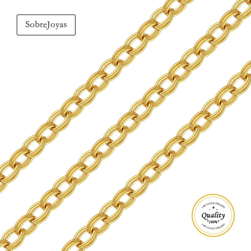 1.8MM Cable Chain 14K Gold Filled Double Chain Cable Chain For Jewelry Making, Unfinished Chain Necklace Bracelet Footage