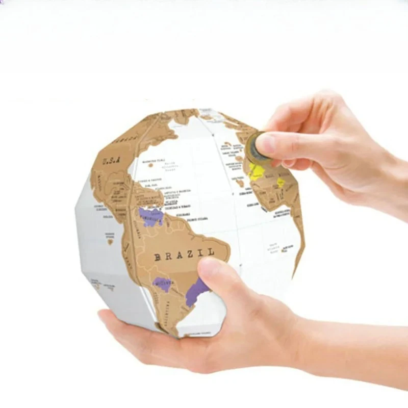 Scratch World Map DIY Assembly Vertical Geography Teaching Assembly 3D Children Homemade Globe World Map view 3