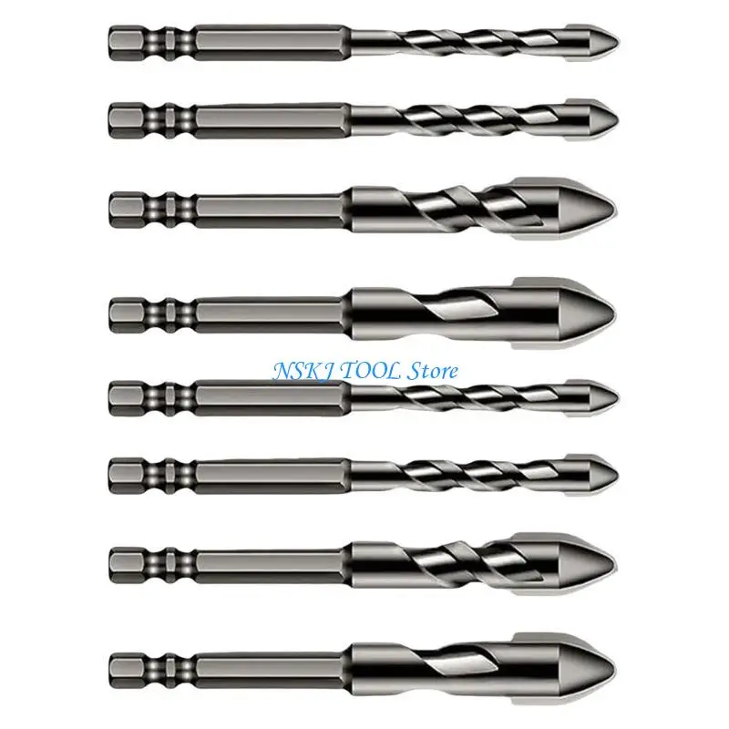 

L8RC 8Pcs Eccentric Twist Drill Bit High Hardness Skewed Head Drill Bits for Concrete Glass Brick Plastic Tile