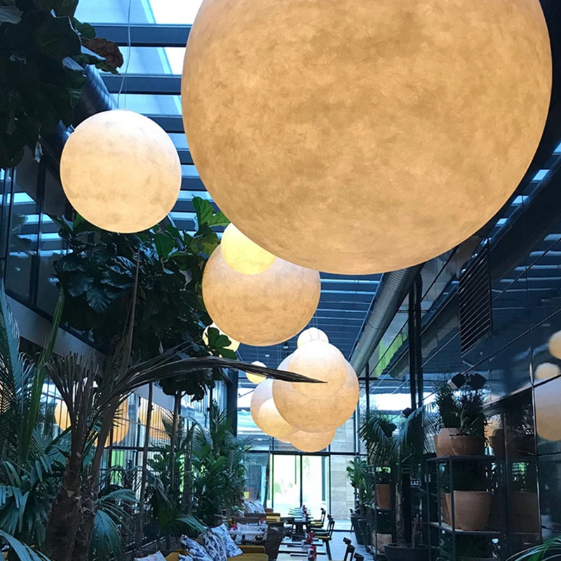 3D Print Moon Pendant Lights Modern Resin Hanglamp For Bedroom Dining Room Bar Decor Nordic Loft Lamp Home E27 Kitchen Fixtures