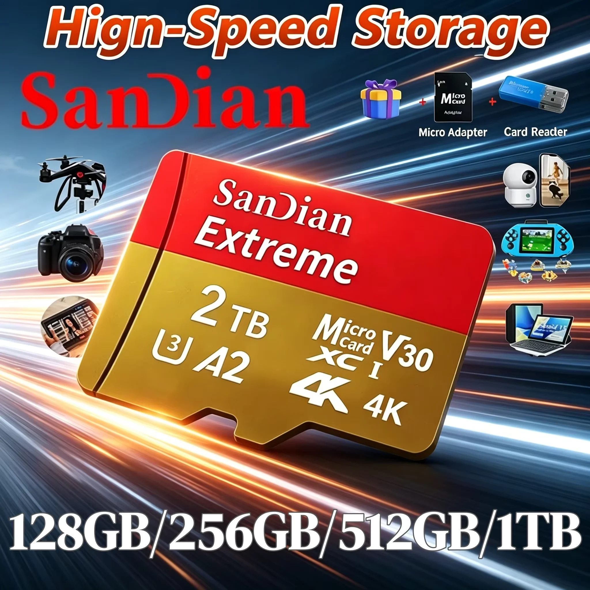 

2026 New Original 1TB Micro TF/SD 128GB 256GB Card Memory Card Mini Memory Card Class10 For Camera/Phone/Drone