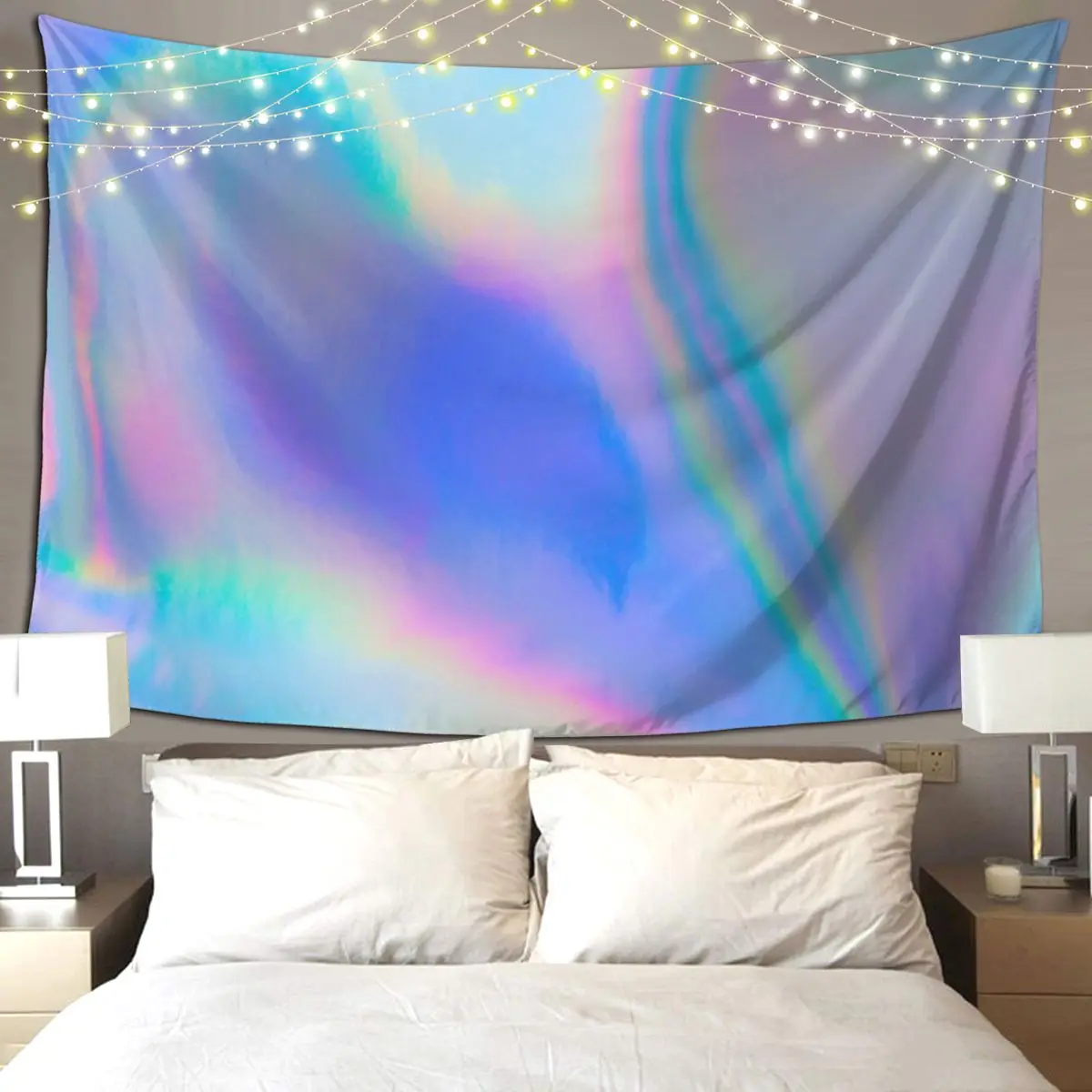 

Голографический гобелен с поверхностью фольги, художественный настенный гобелен, эстетическое украшение дома, гобелены для гостиной, спальни, общежития