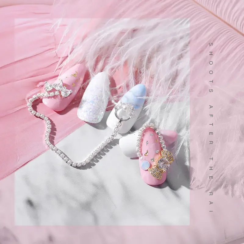 25Cm Kim Loại Dây Đính Ngọc Trai Vàng Bạc Móng Dòng Acrylic Dán Lột Bóng DIY Dụng Cụ Làm Móng Tay Nghệ Thuật Trang Trí