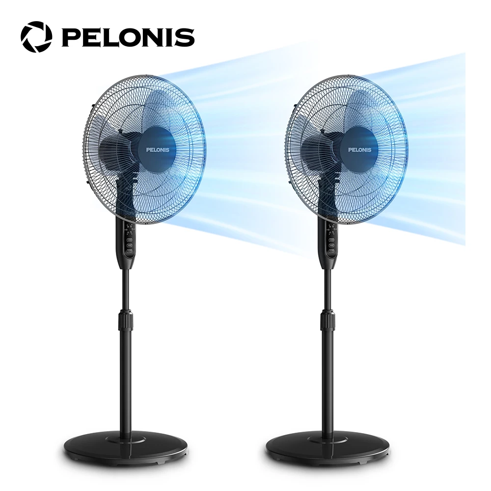 PELONIS 16’’ Oscillating Pedestal Standing Fan with Remote Control 2 Packs, 3 Speeds Settings 7H Ultra Quiet Adjustable Height