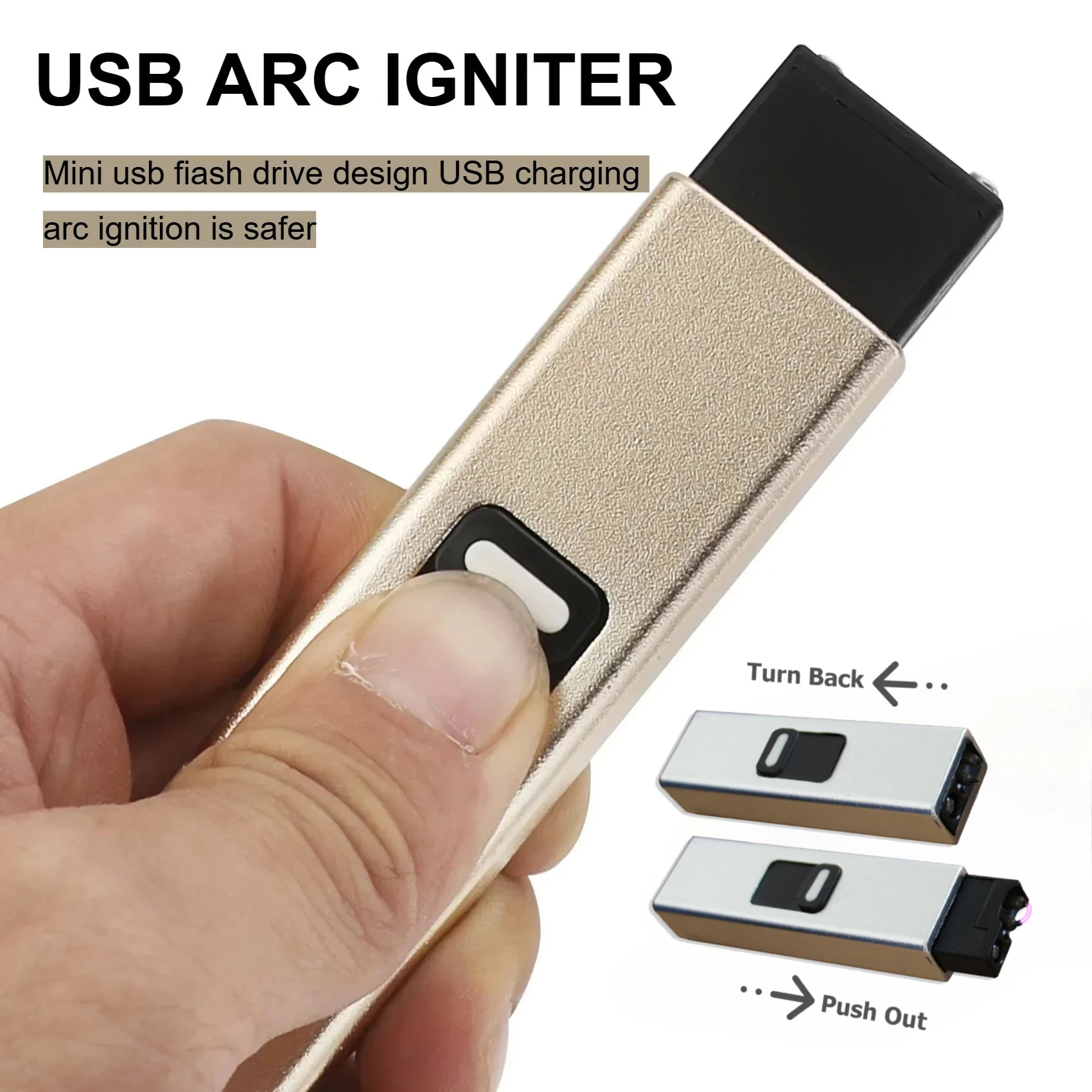

USB перезаряжаемые портативные металлические зажигалки, импульсная зажигалка с одной дугой, беспламенная плазменная плазменная креативная мужская выбранная зажигалка для самообороны