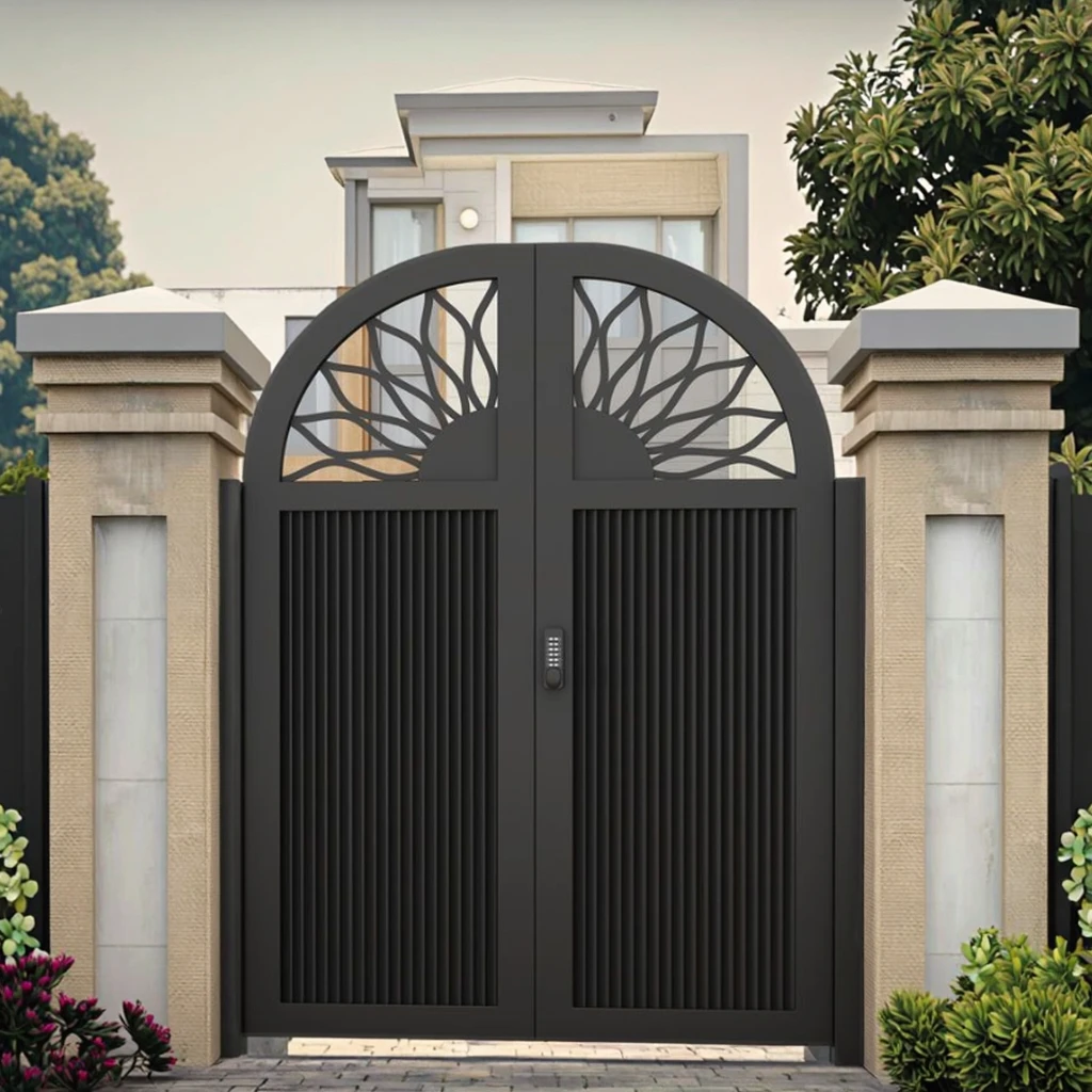 

Aluminum Modern Luxury Security Automatic Swing Gate Residential Front Entry Exterior Main Gatepromote sales
