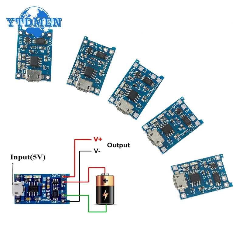 20PCS 5V 1A 18650 Lithium Battery Charger Module Charging Board Micro USB with Protection Dual Functions 1A Li-ion Power Module
