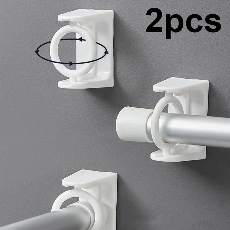 2 قطعة حامل قضيب ستارة حلقي دوار قابل للتعديل - 360 درجة ° دعامة دوارة ذاتية اللصق للمناشف والمطبخ وديكور الحائط #5